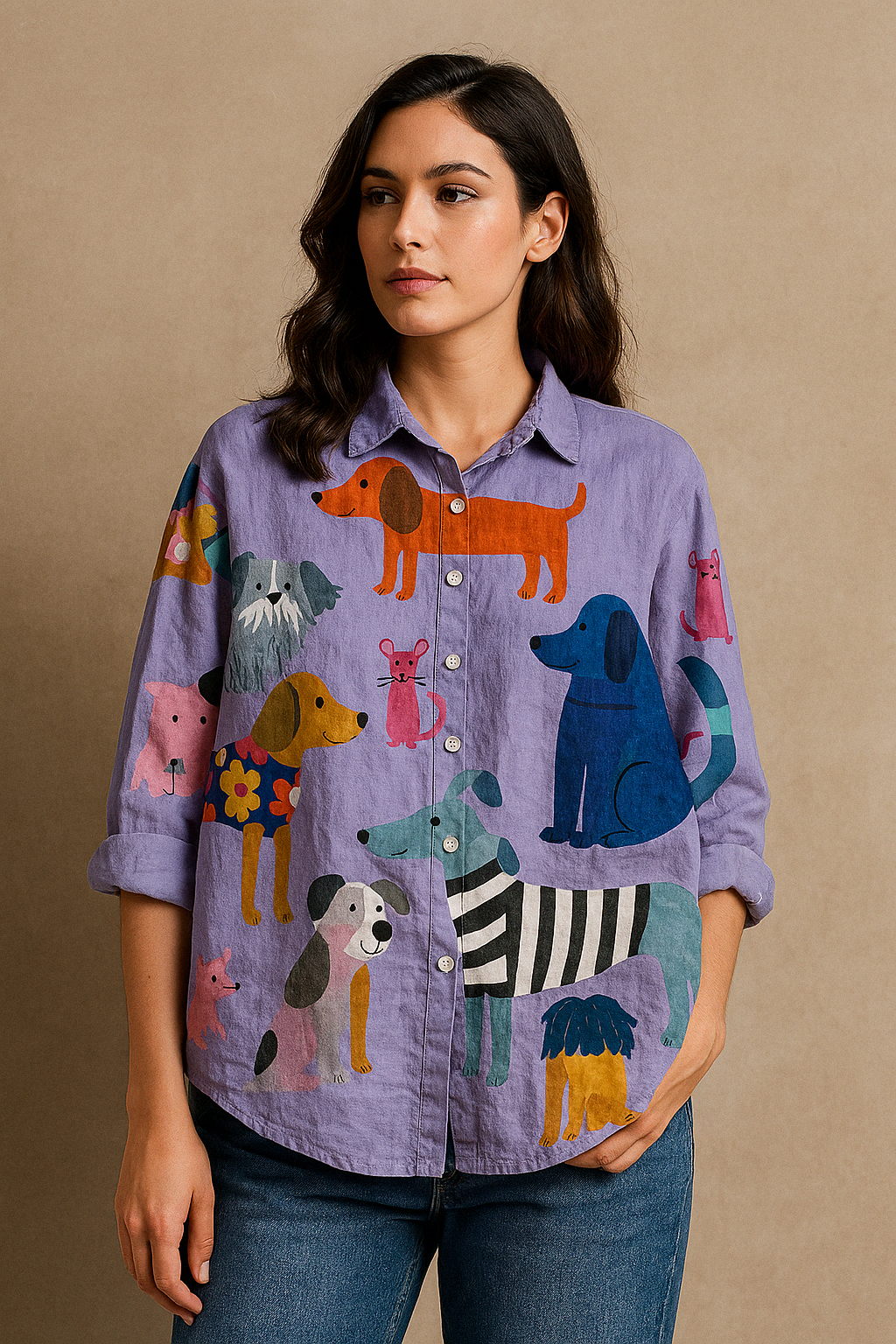 Chloe Stylishes Hunde-Shirt mit Kunst-Print