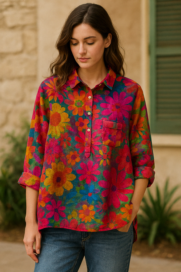Violet Stylishes Botanical Art-Shirt für Naturliebhaber