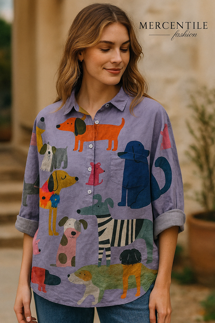 Chloe Stylishes Hunde-Shirt mit Kunst-Print