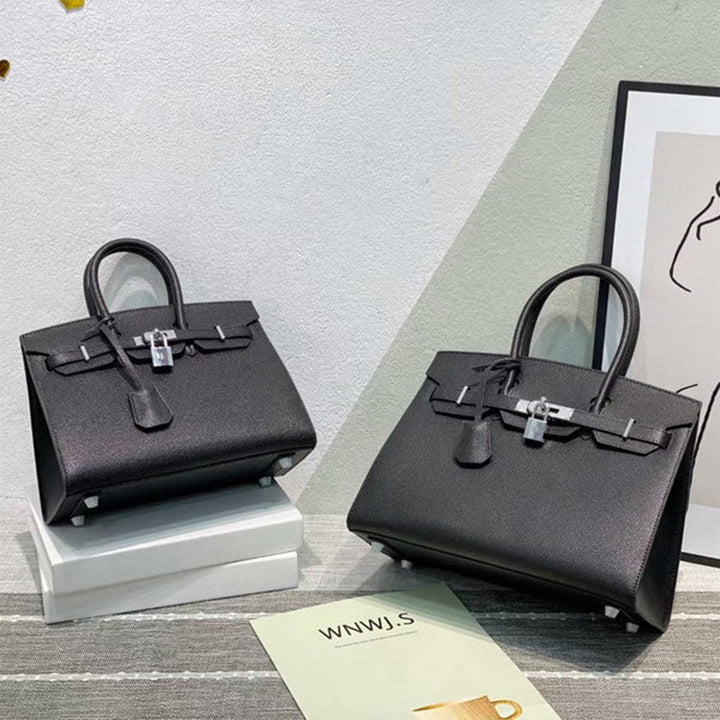 Sellier Platinum Handtasche aus Leder mit Epsom-Prägung und Drehverschluss