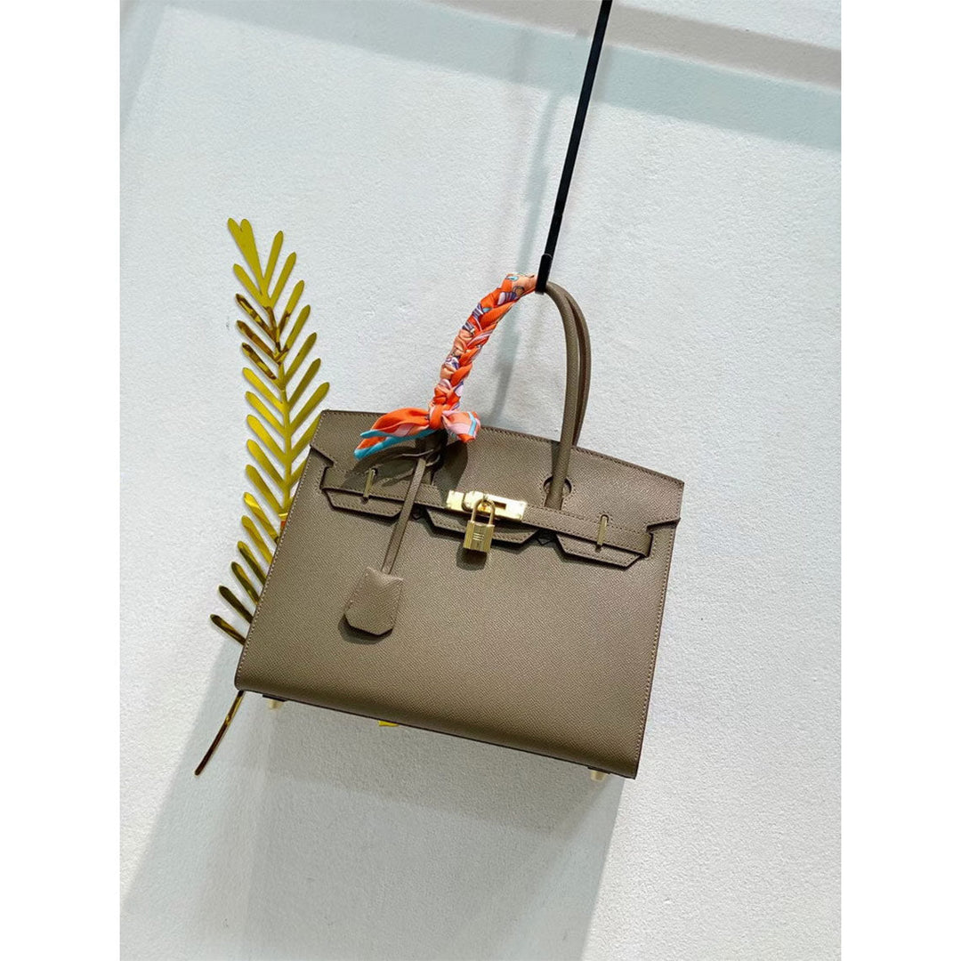Sellier Platinum Handtasche aus Leder mit Epsom-Prägung und Drehverschluss