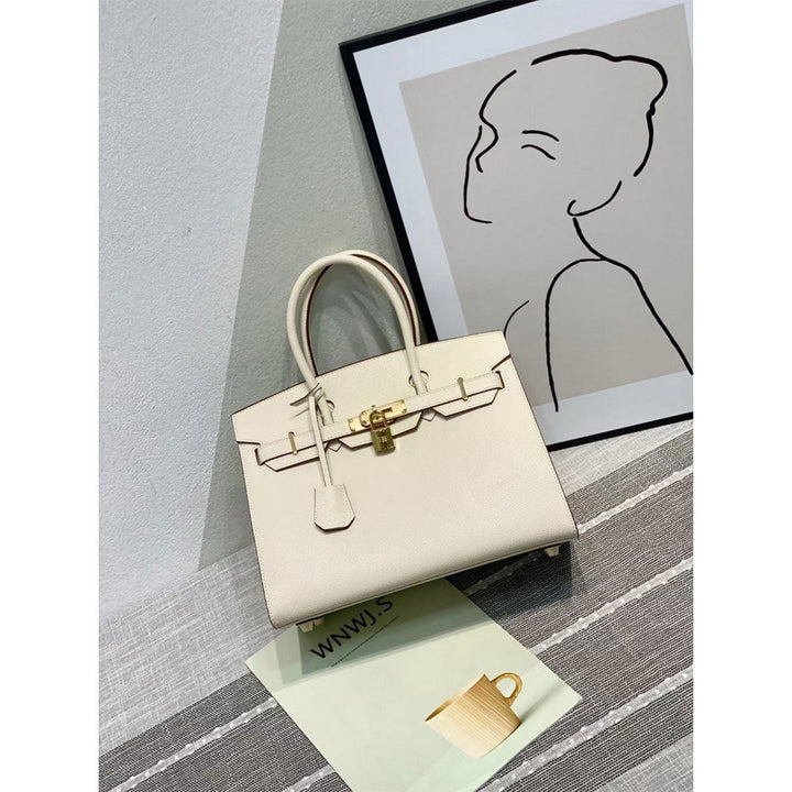 Sellier Platinum Handtasche aus Leder mit Epsom-Prägung und Drehverschluss