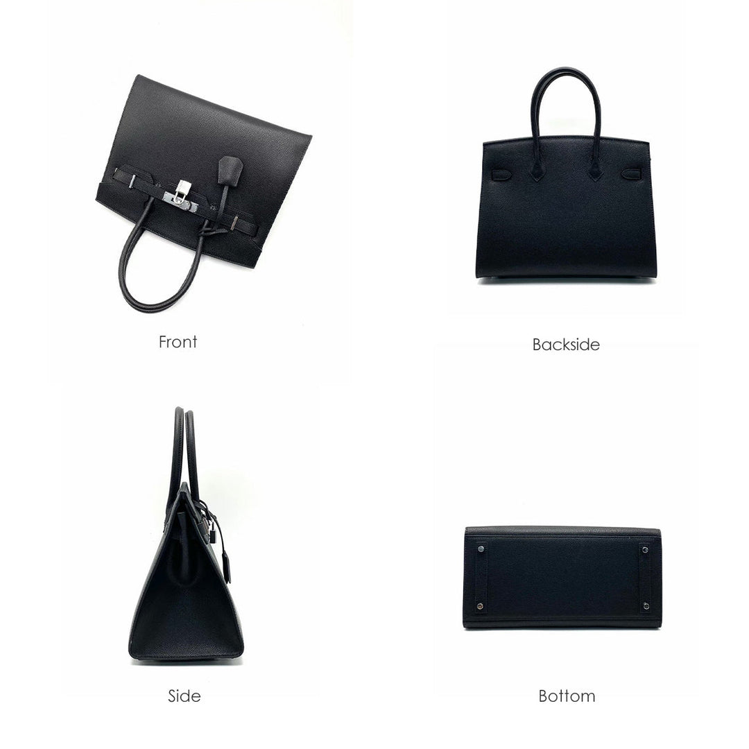 Sellier Platinum Handtasche aus Leder mit Epsom-Prägung und Drehverschluss