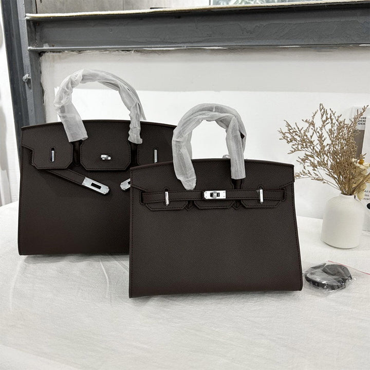Sellier Platinum Handtasche aus Leder mit Epsom-Prägung und Drehverschluss