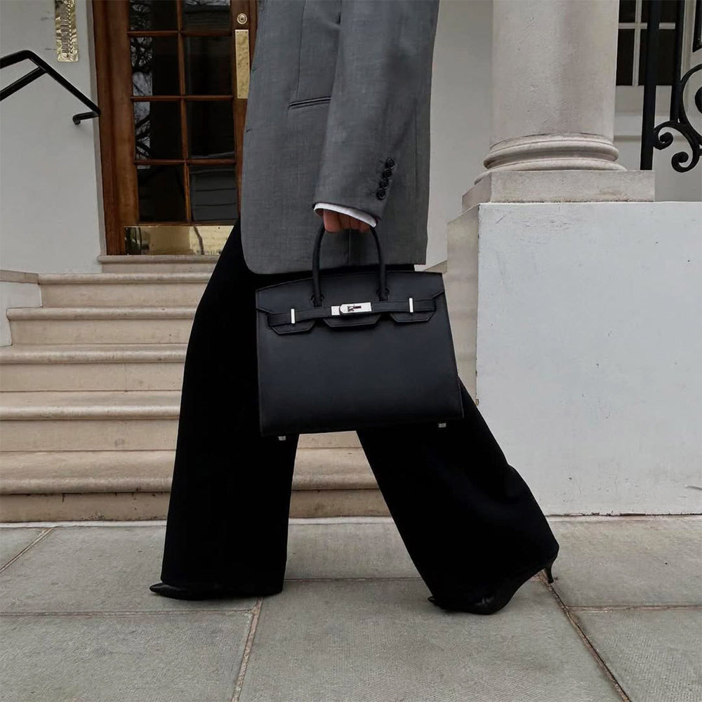 Sellier Platinum Handtasche aus Leder mit Epsom-Prägung und Drehverschluss