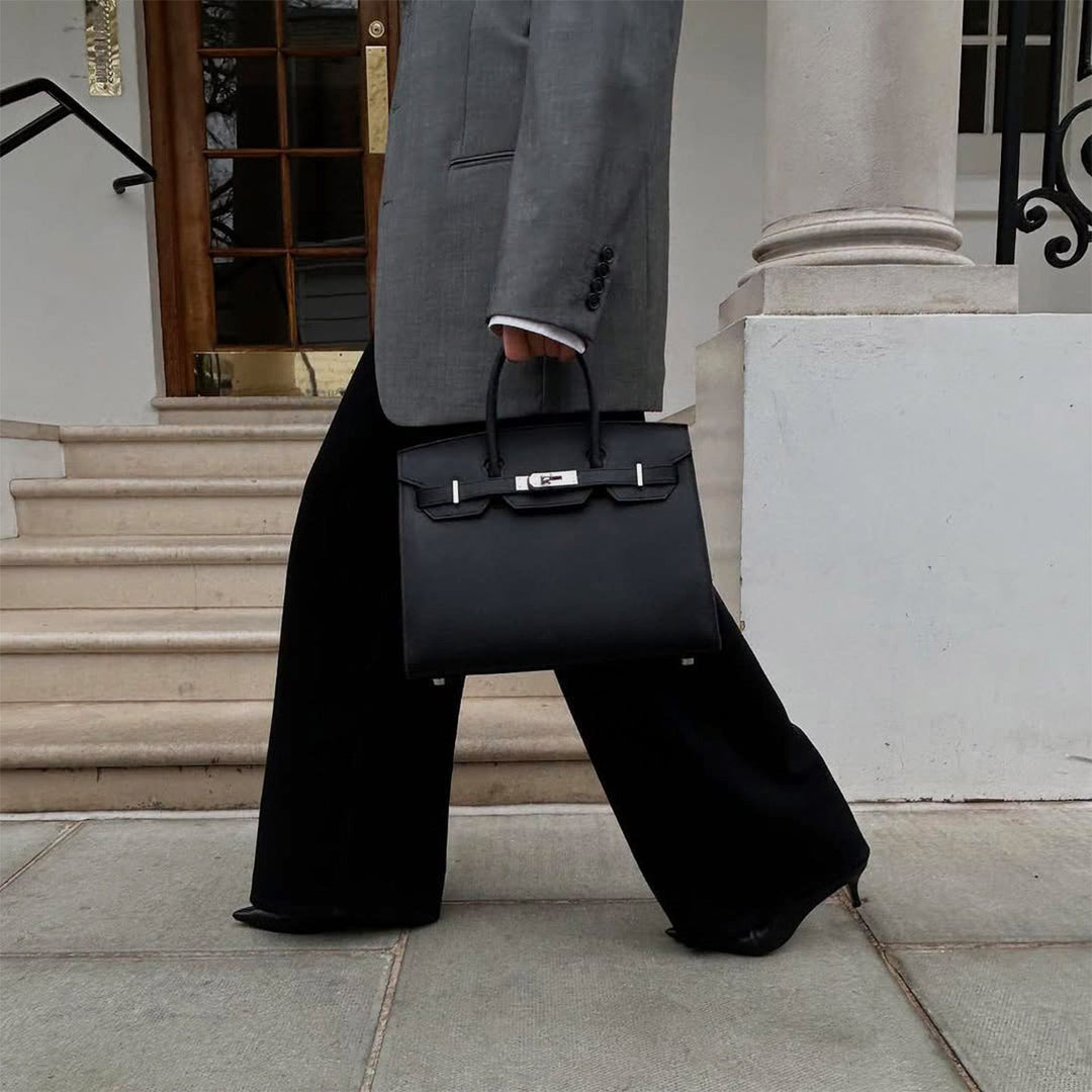Sellier Platinum Handtasche aus Leder mit Epsom-Prägung und Drehverschluss