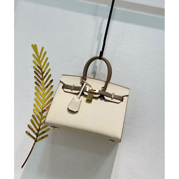 Sellier Platinum Handtasche aus Leder mit Epsom-Prägung und Drehverschluss