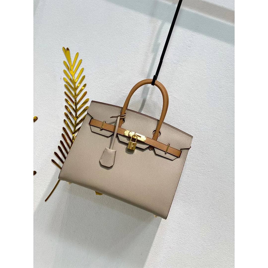 Sellier Platinum Handtasche aus Leder mit Epsom-Prägung und Drehverschluss