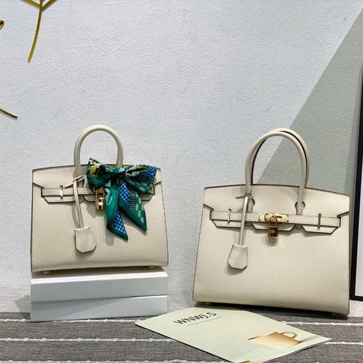 Sellier Platinum Handtasche aus Leder mit Epsom-Prägung und Drehverschluss