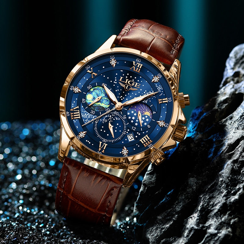 Elegante Mondphasenuhr für Herren – Klassisches Design & edle Mondphasenanzeige