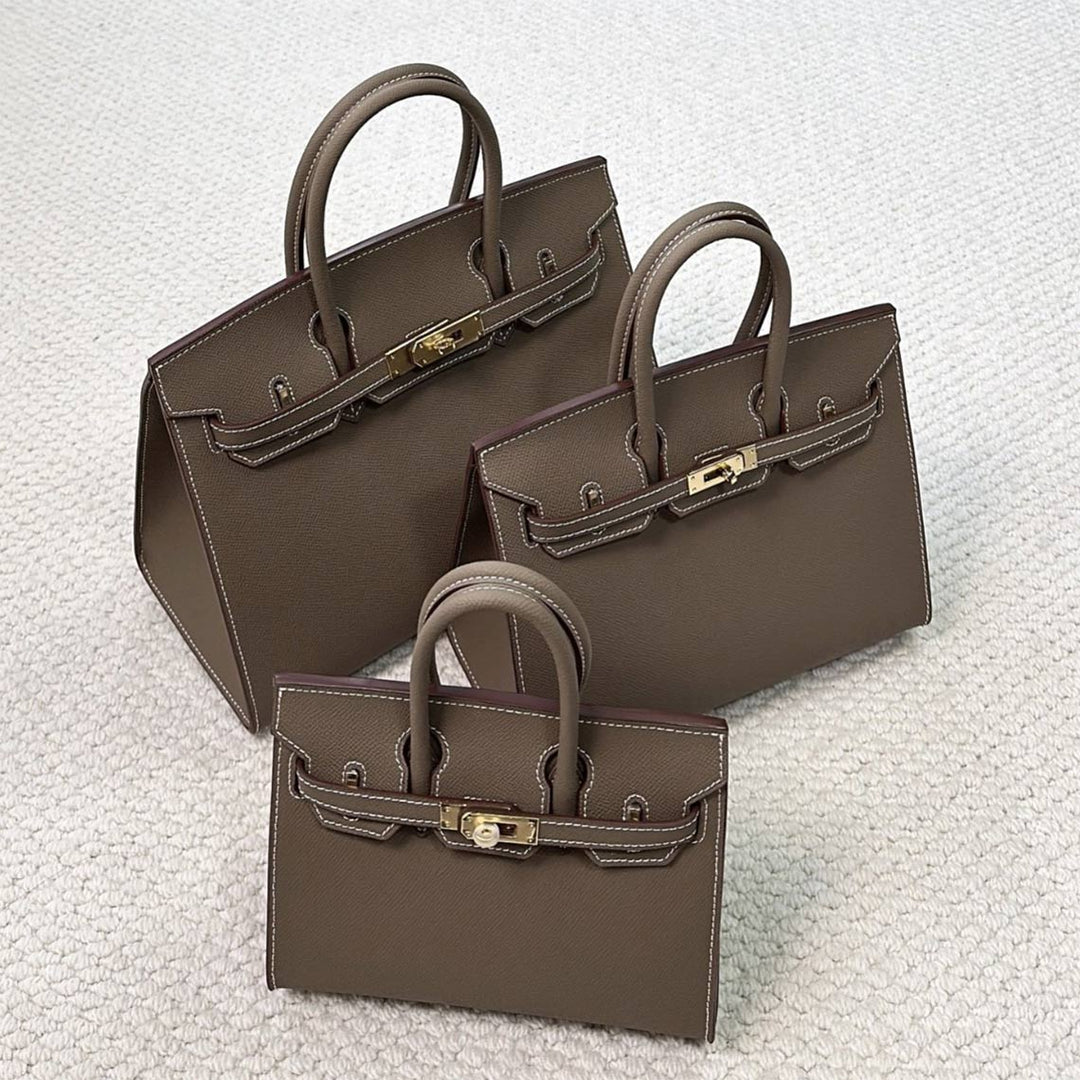 Sellier Platinum Handtasche aus Leder mit Epsom-Prägung und Drehverschluss
