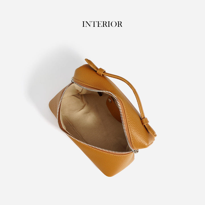 LP 19 Lunchbox-Handtasche aus genarbtem Narbenleder mit Riemen