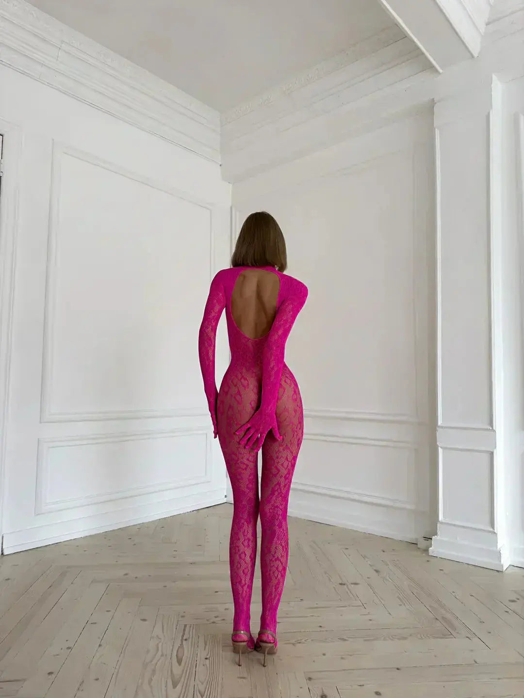 Transparenter Body Venus aus feinem Netzstoff mit hohem Beinausschnitt