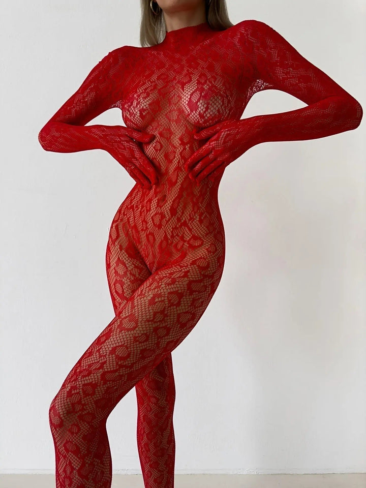Transparenter Body Venus aus feinem Netzstoff mit hohem Beinausschnitt