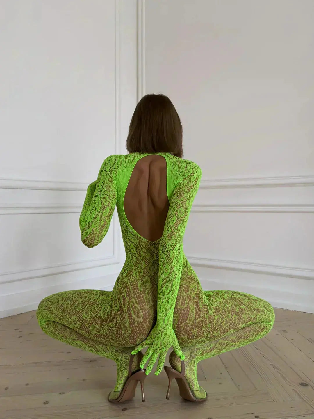 Transparenter Body Venus aus feinem Netzstoff mit hohem Beinausschnitt