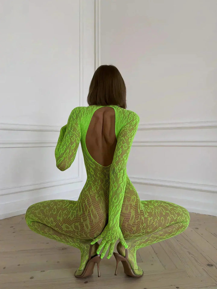 Transparenter Body Venus aus feinem Netzstoff mit hohem Beinausschnitt