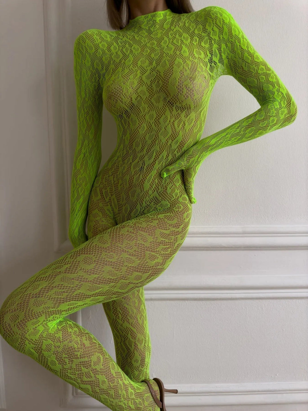 Transparenter Body Venus aus feinem Netzstoff mit hohem Beinausschnitt