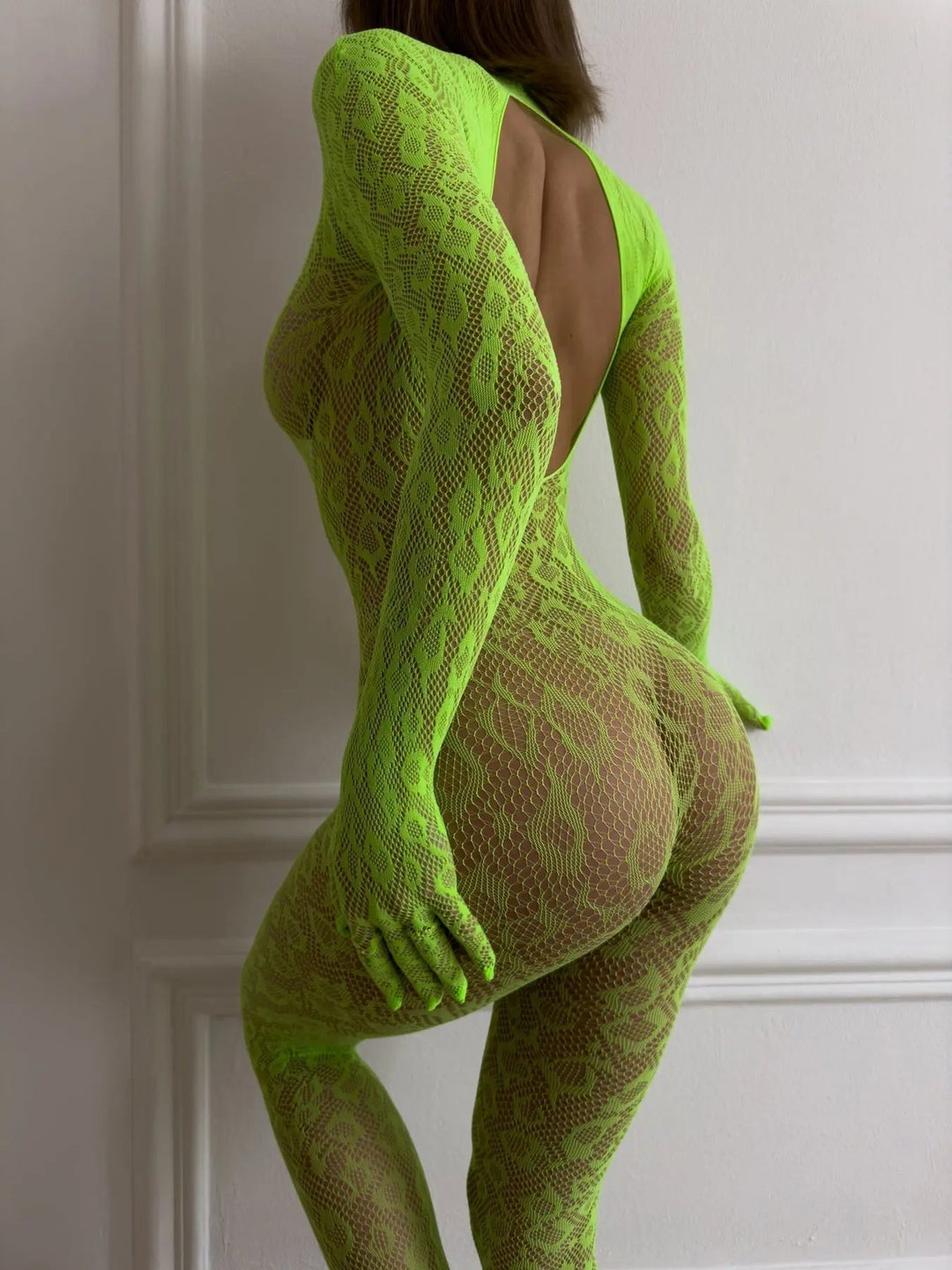 Transparenter Body Venus aus feinem Netzstoff mit hohem Beinausschnitt