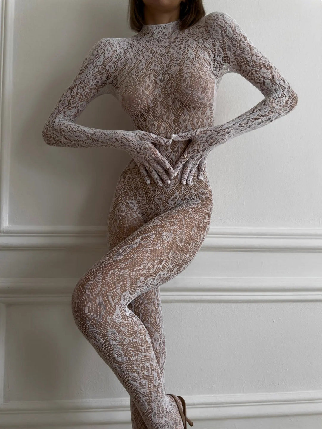 Transparenter Body Venus aus feinem Netzstoff mit hohem Beinausschnitt