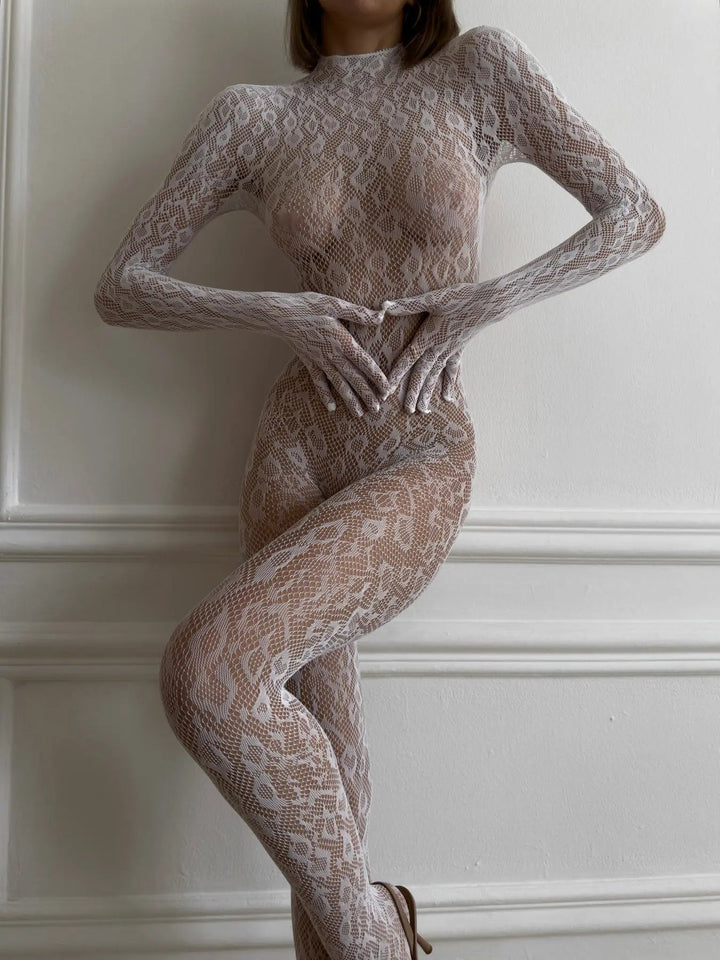 Transparenter Body Venus aus feinem Netzstoff mit hohem Beinausschnitt