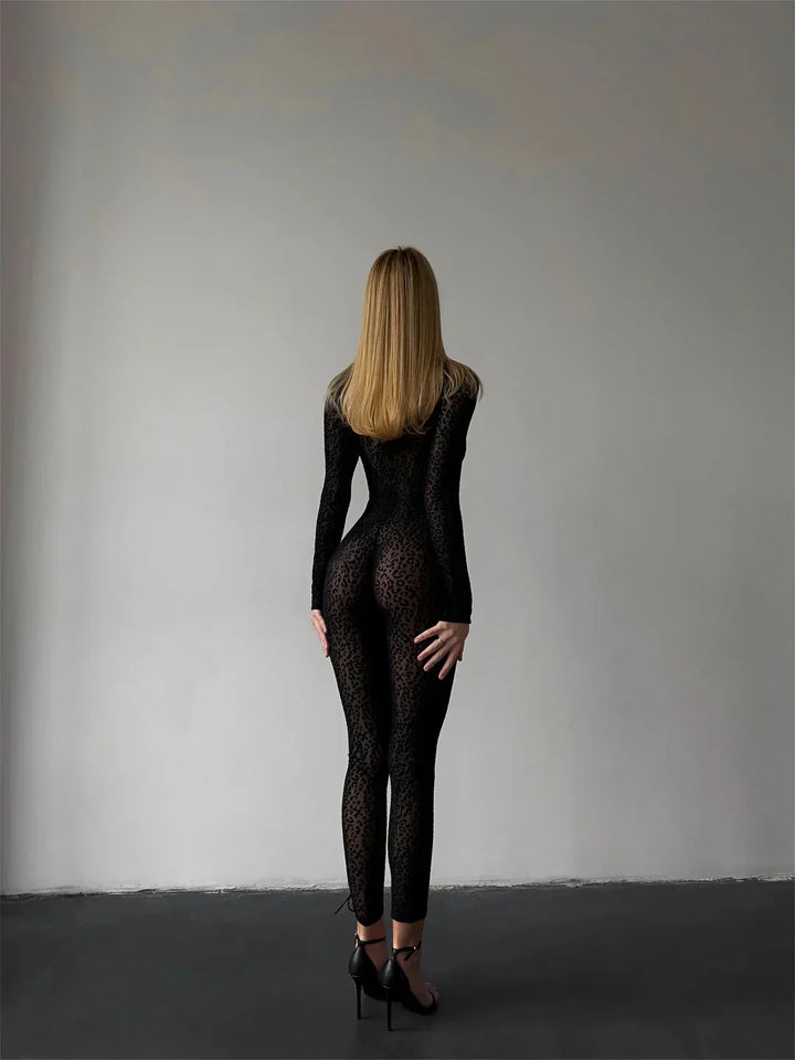 Schwarzer Spitzenbody mit Cut-out-Design