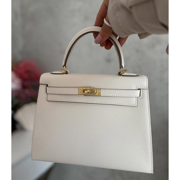 Kelli-Handtasche aus Epsom-Narbenleder mit Henkel und Schulterriemen