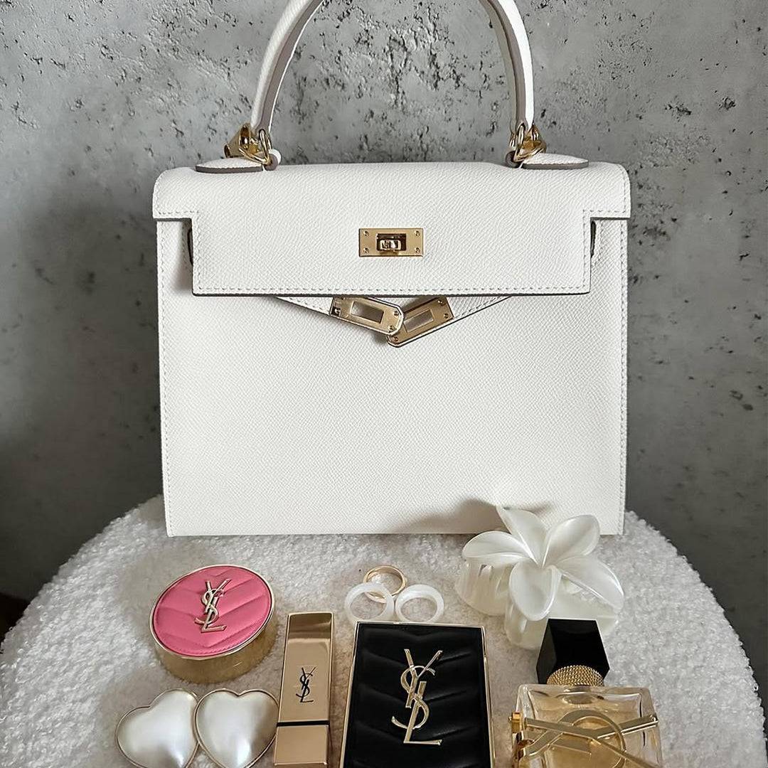 Kelli-Handtasche aus Epsom-Narbenleder mit Henkel und Schulterriemen