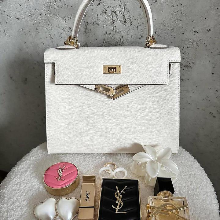 Kelli-Handtasche aus Epsom-Narbenleder mit Henkel und Schulterriemen