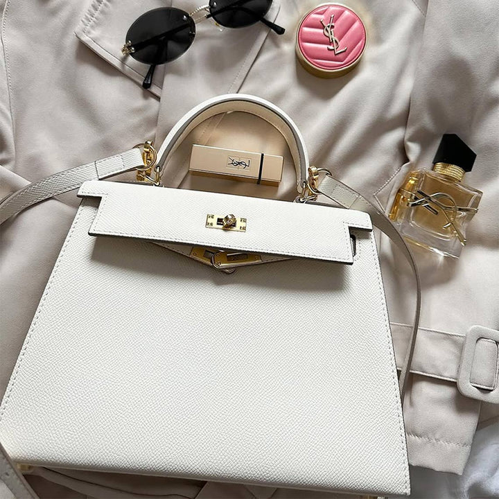 Kelli-Handtasche aus Epsom-Narbenleder mit Henkel und Schulterriemen