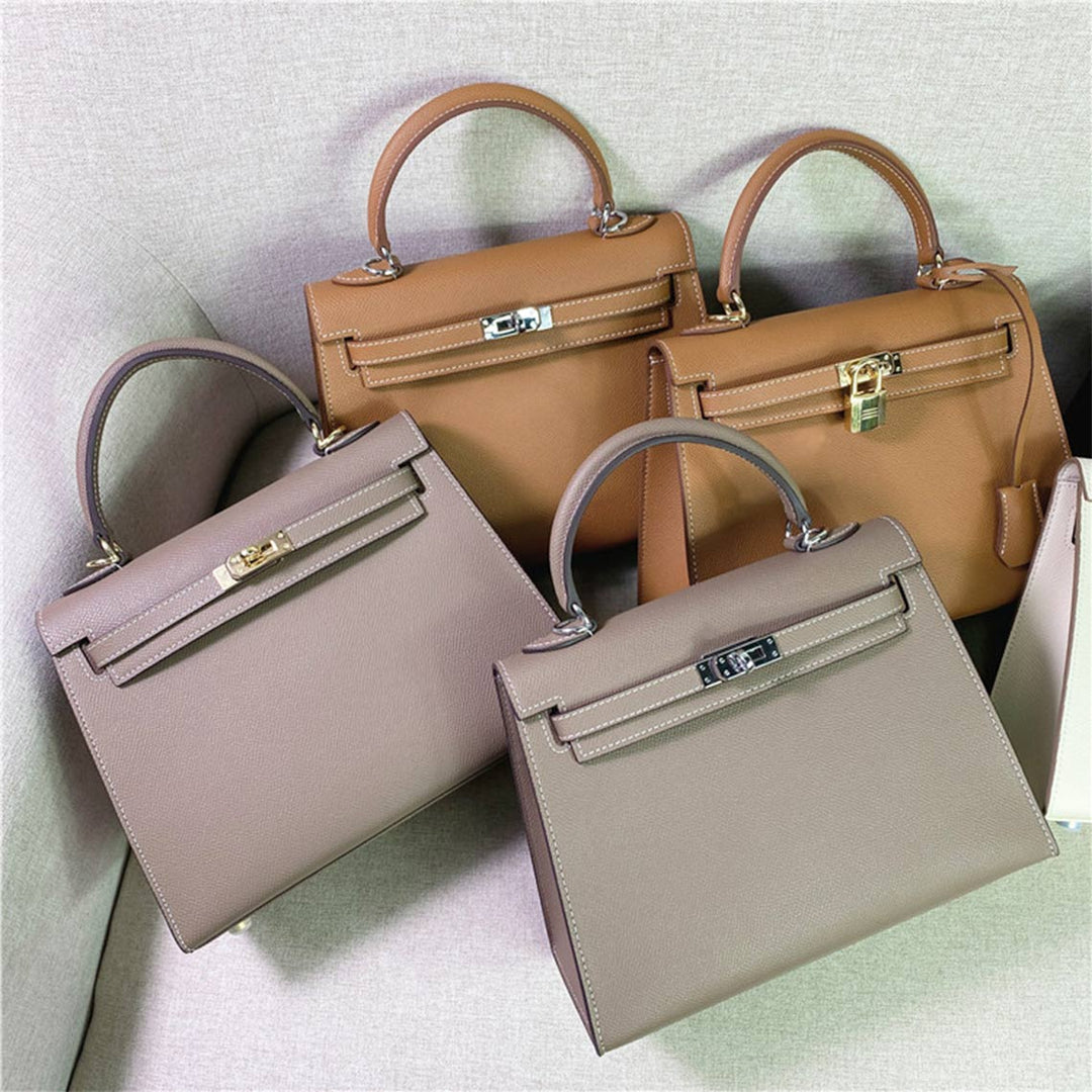 Kelli-Handtasche aus Epsom-Narbenleder mit Henkel und Schulterriemen