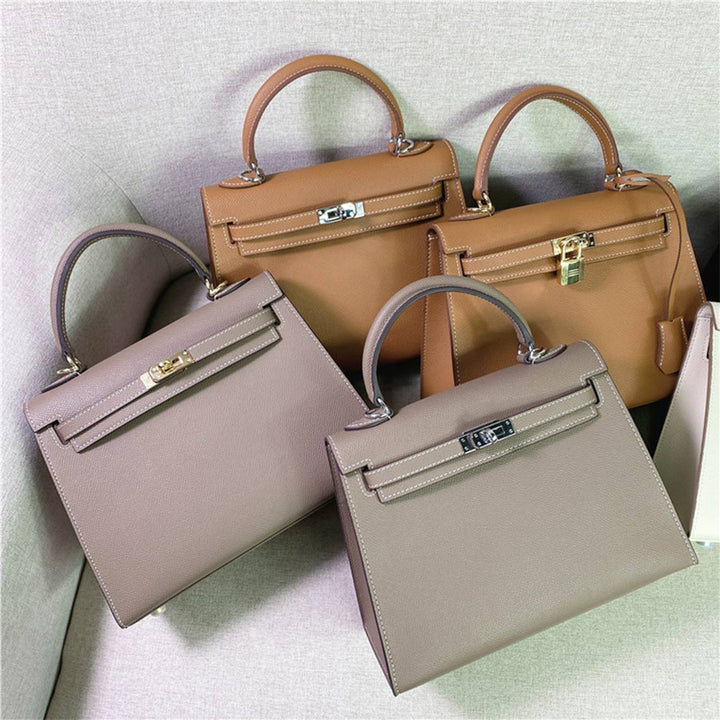 Kelli-Handtasche aus Epsom-Narbenleder mit Henkel und Schulterriemen