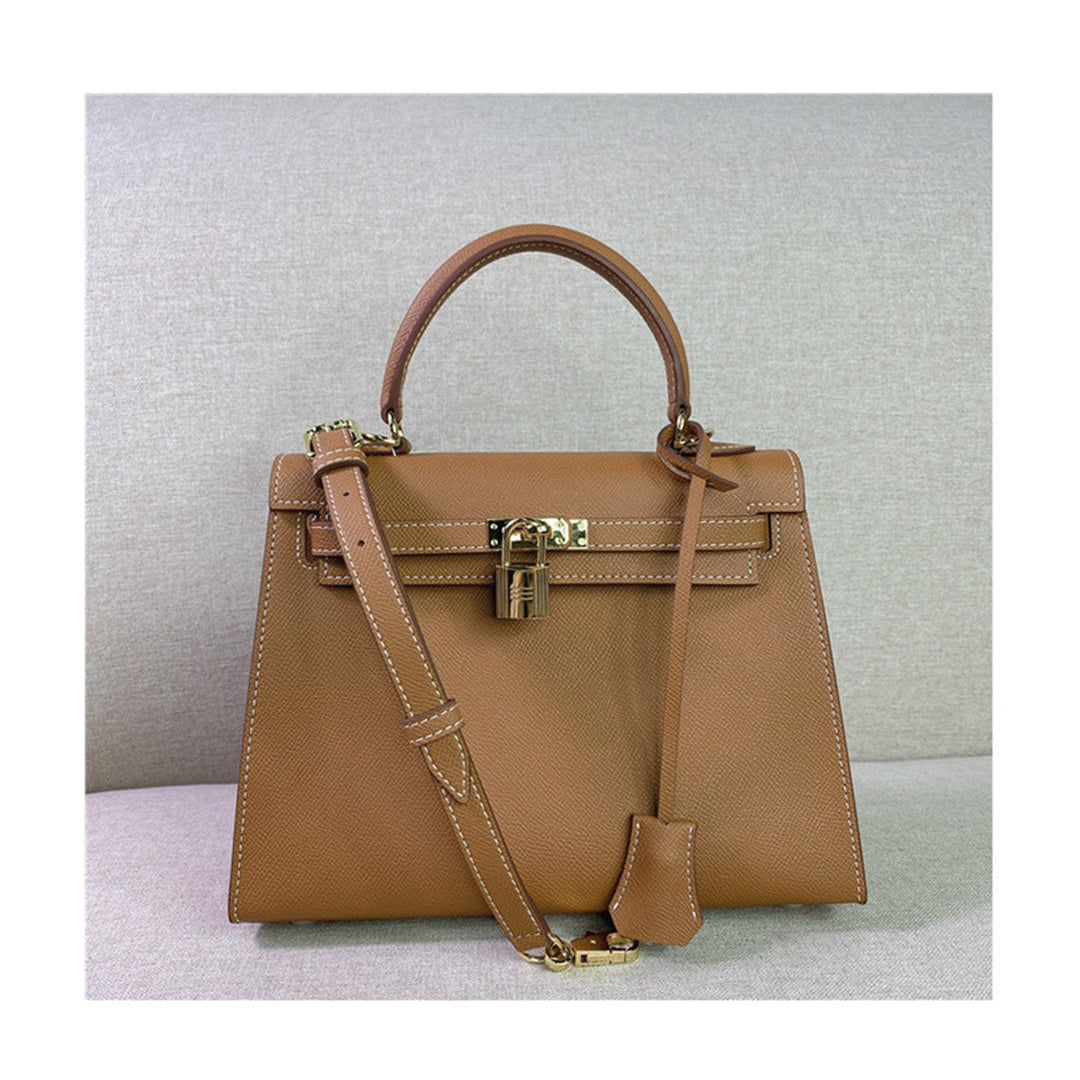 Kelli-Handtasche aus Epsom-Narbenleder mit Henkel und Schulterriemen
