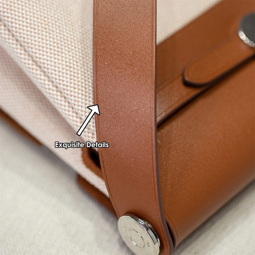 Mini Herbag Schultertasche aus Leder und Canvas mit silberfarbenen Beschlägen