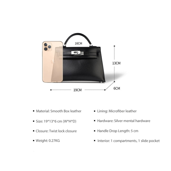 Mini Sellier Kelli Tasche aus Boxleder mit schmalem Schulterriemen