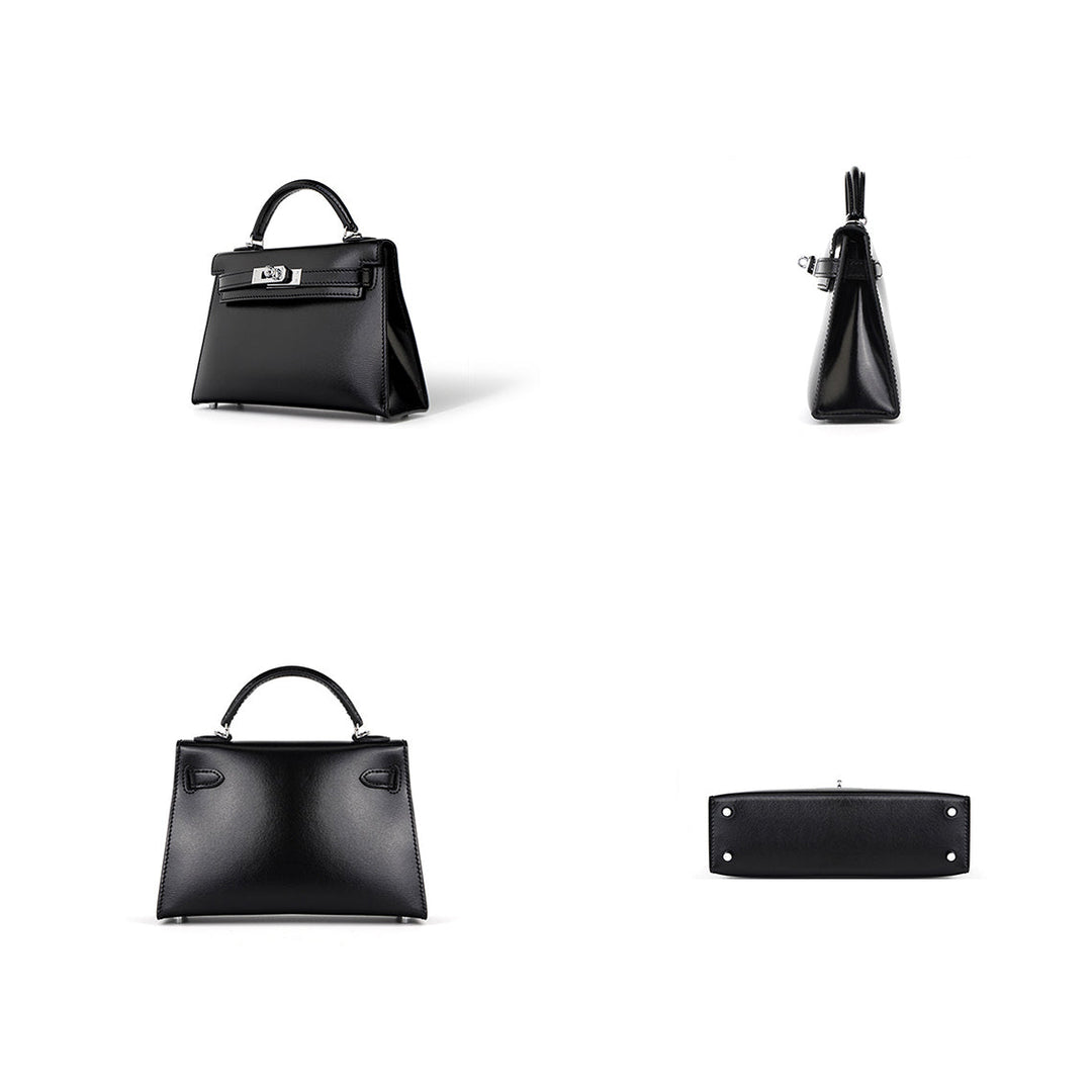 Mini Sellier Kelli Tasche aus Boxleder mit schmalem Schulterriemen