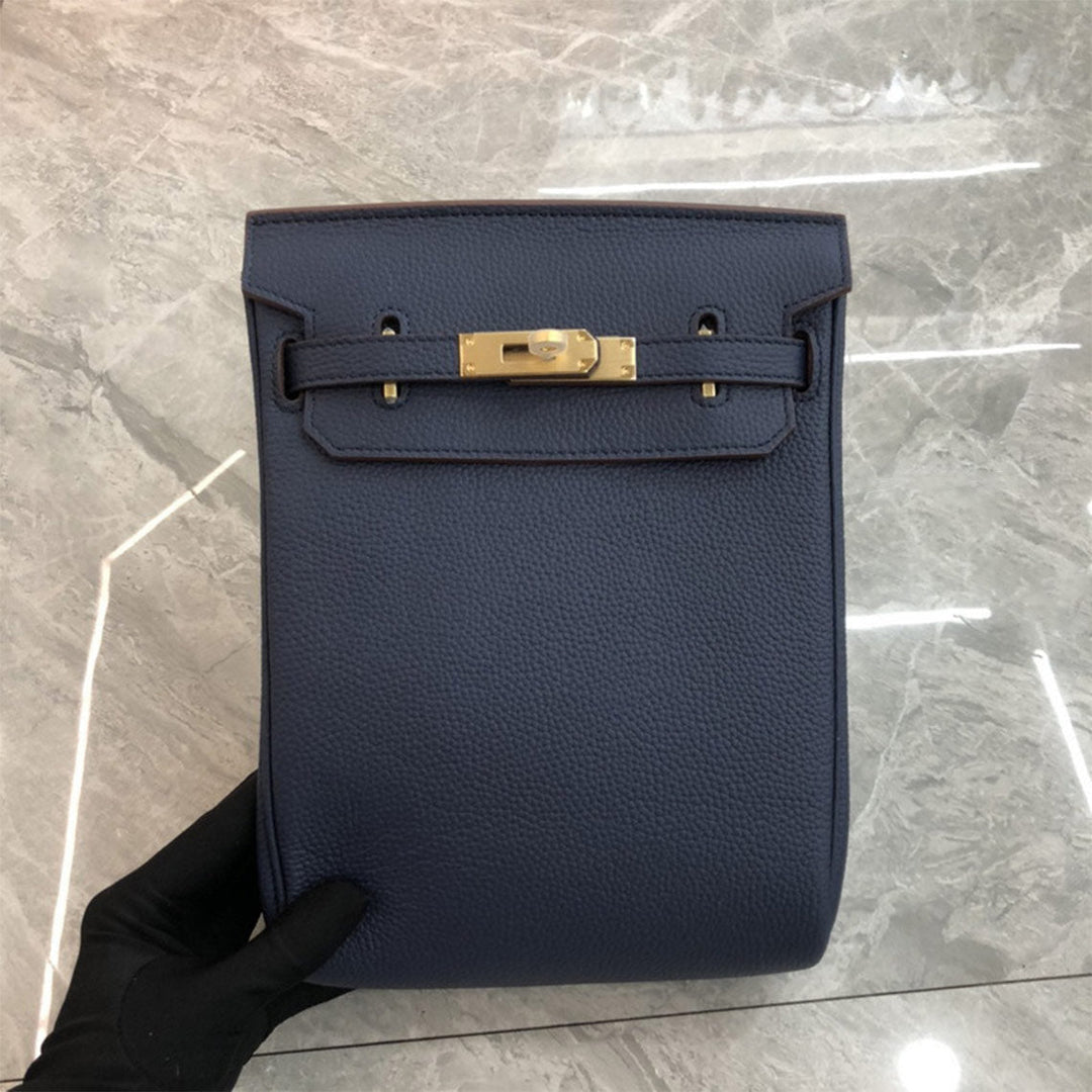 Unisex Umhänge-Rucksack aus Narbenleder