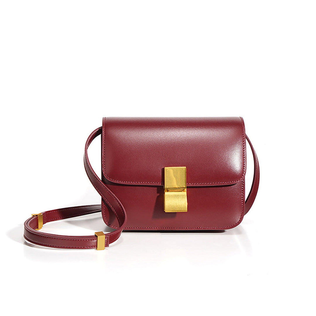 Tofu Box-Tasche aus Leder mit Metallschnalle und goldenen Beschlägen