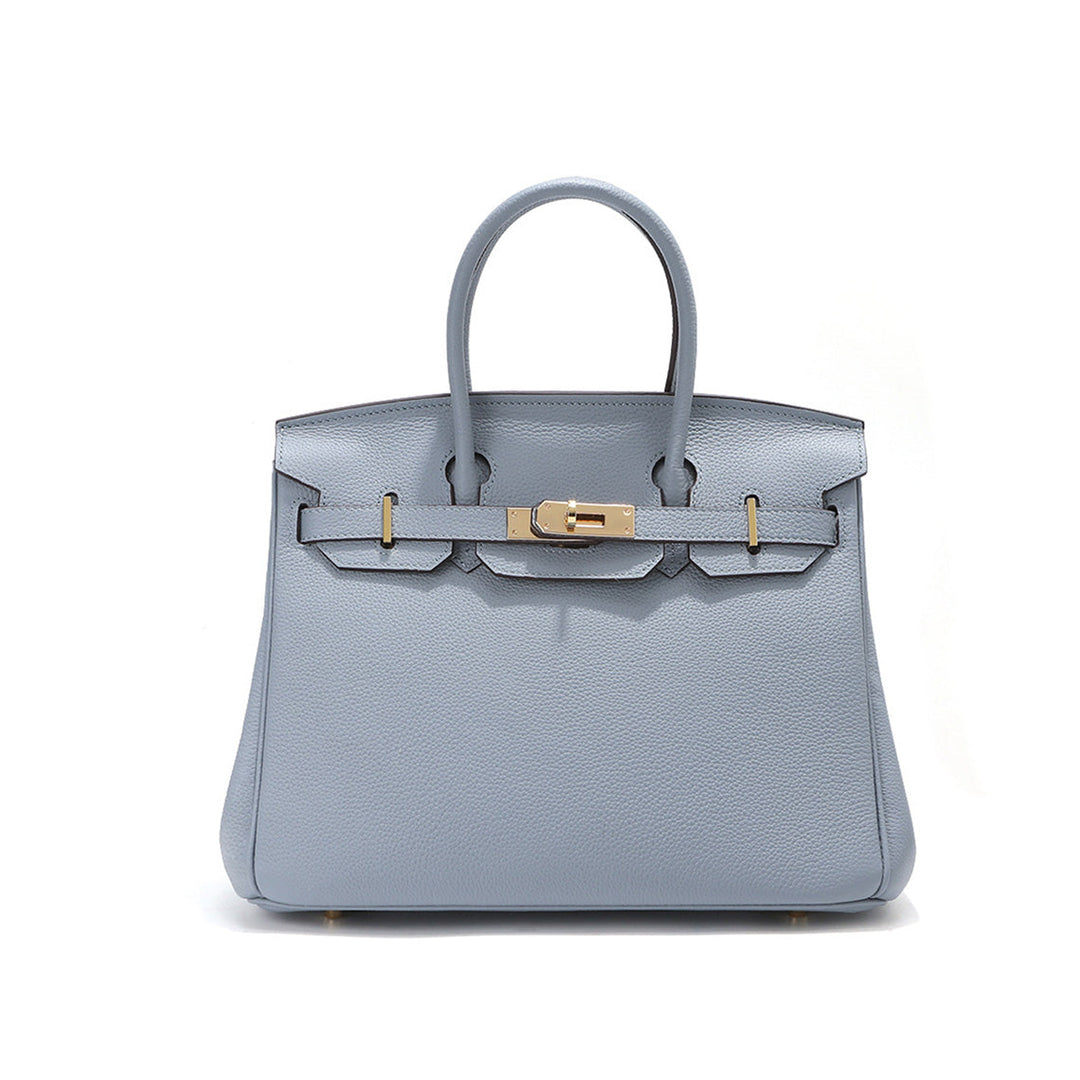 Birk-Handtasche aus Togo-Narbenleder mit Drehverschluss und Rollhenkeln