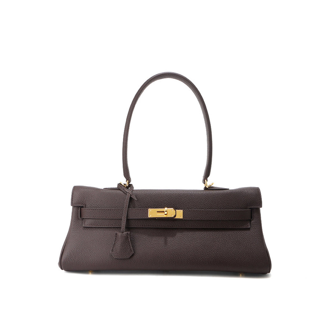 Kelli Schultertasche aus Narbenleder mit goldenen Beschlägen