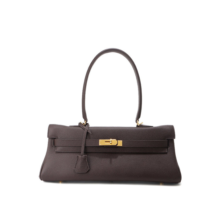 Kelli Schultertasche aus Narbenleder mit goldenen Beschlägen