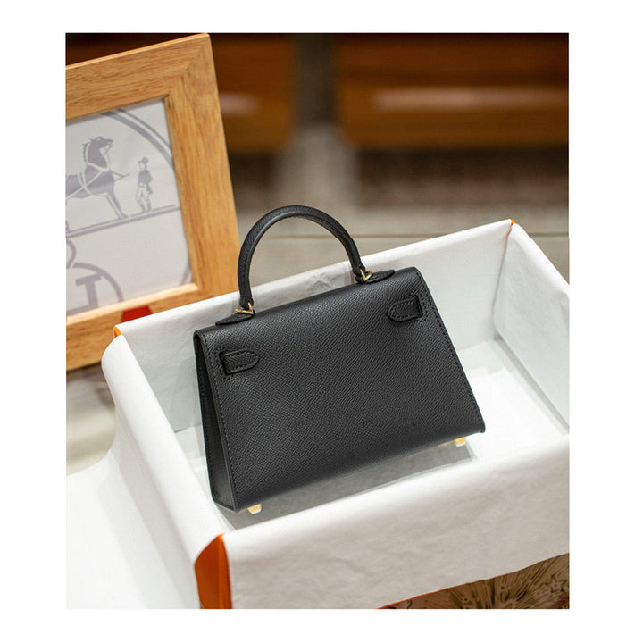 Mini Kelli 19-Handtasche aus Narbenleder mit Henkel und abnehmbarem Schulterriemen