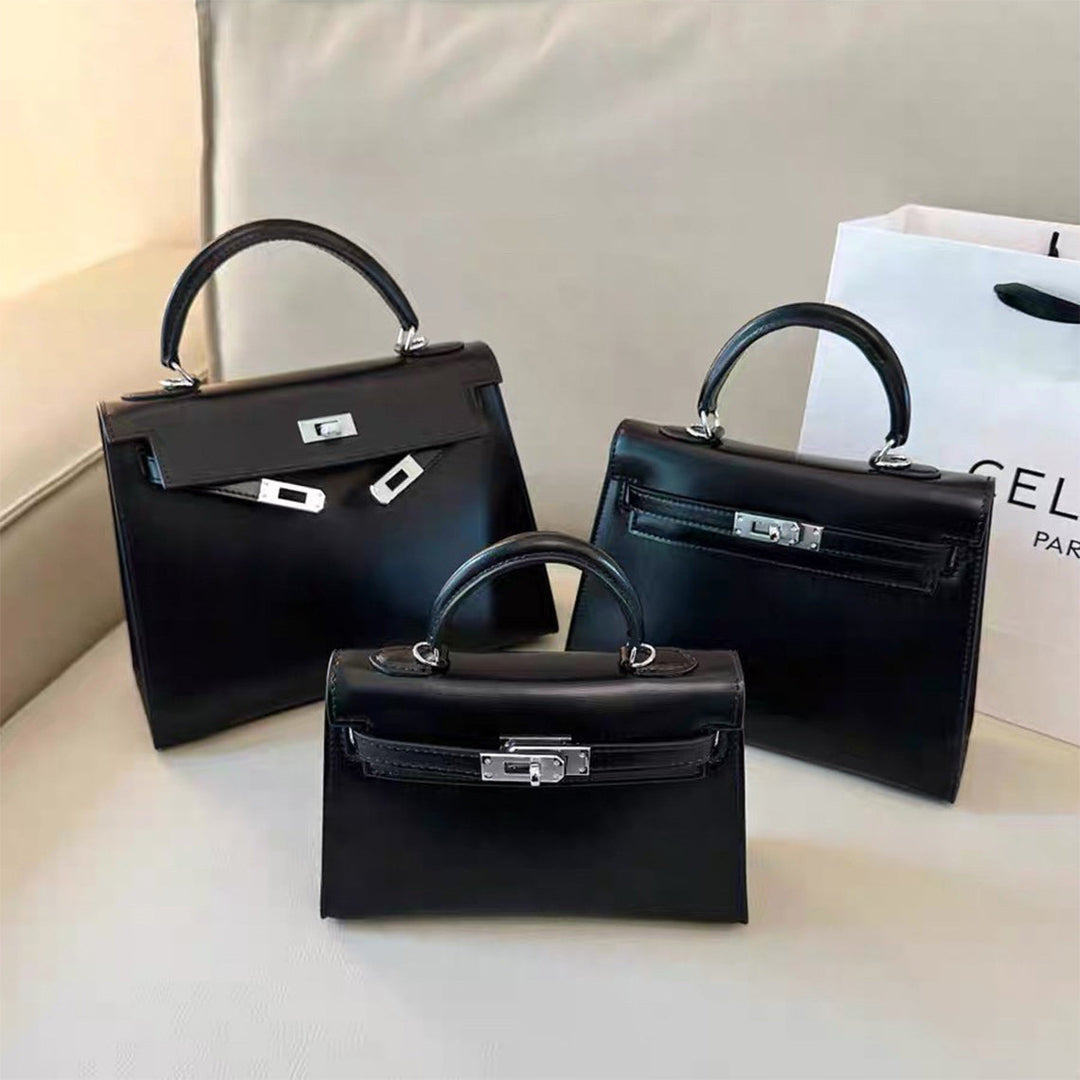 Mini Sellier Kelli Tasche aus Boxleder mit schmalem Schulterriemen