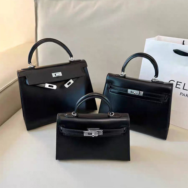 Mini Sellier Kelli Tasche aus Boxleder mit schmalem Schulterriemen