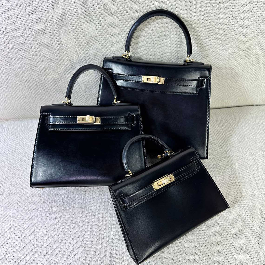 Mini Sellier Kelli Tasche aus Boxleder mit schmalem Schulterriemen