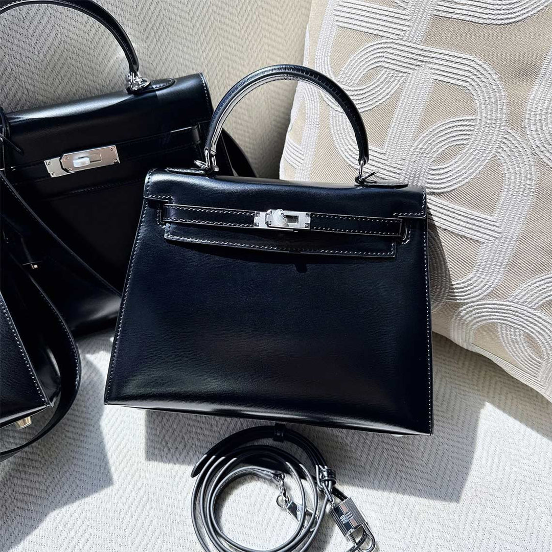 Mini Sellier Kelli Tasche aus Boxleder mit schmalem Schulterriemen