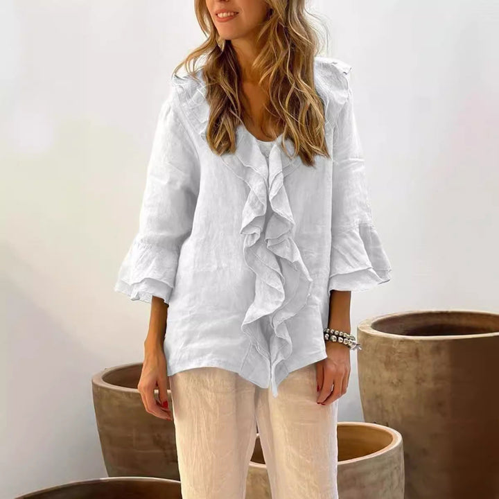 Marie Elegante Rüschenbluse – Für feminine Raffinesse und stilvollen Komfort
