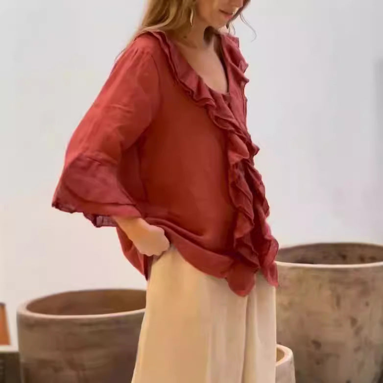 Marie Elegante Rüschenbluse – Für feminine Raffinesse und stilvollen Komfort