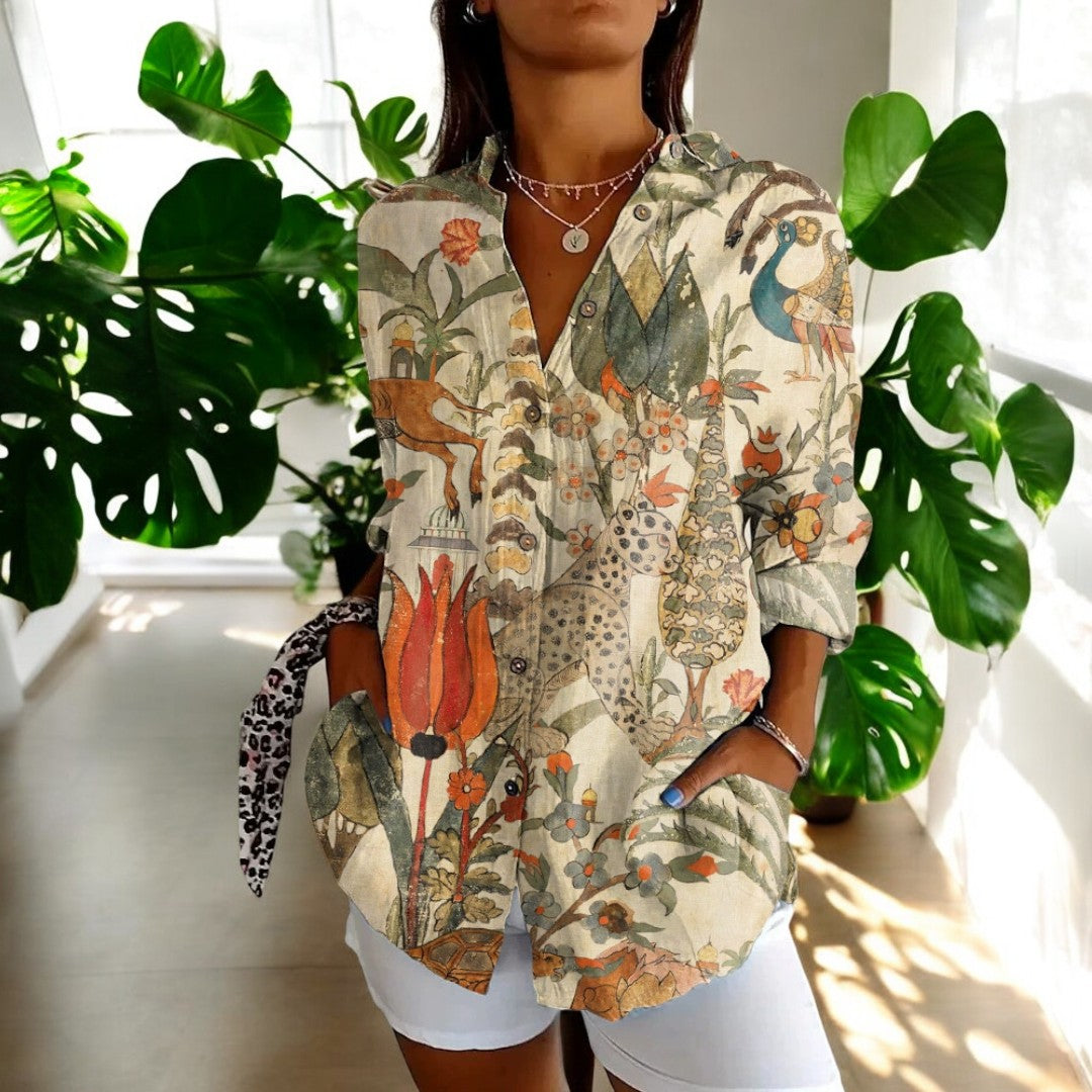 Carla Vintage-Bluse mit Blumendruck – Für zeitlose Eleganz und sommerlichen Charme