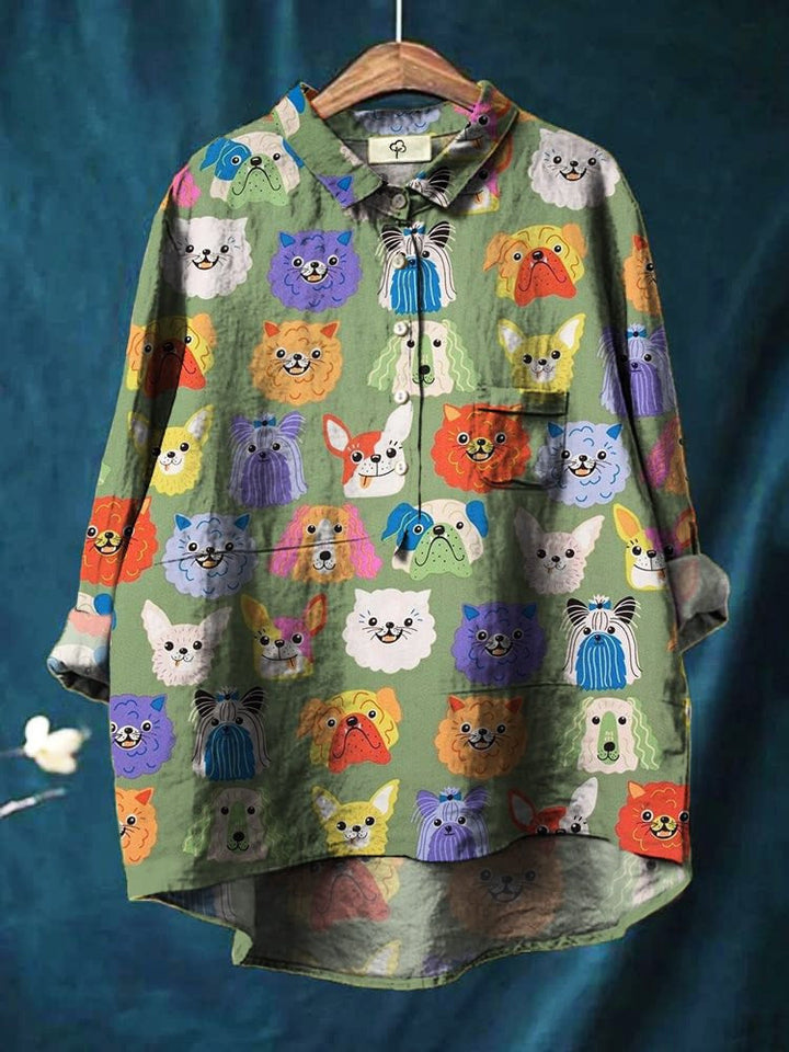 Puck Kreatives T-Shirt mit Hunde-Kunstprint