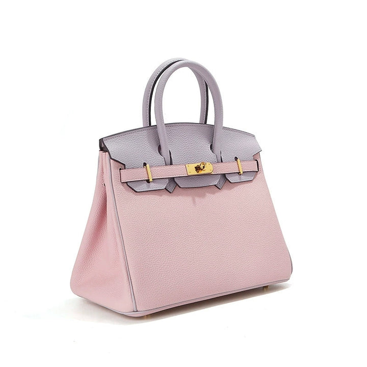 Birk-Handtasche aus Narbenleder mit goldenen Beschlägen